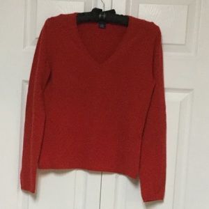 Red Cashmere V-Neck Sweater